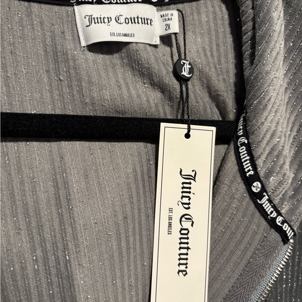 Juicy Couture Gray/silver Metalic Wale Velour Zip-Up Hoodie - Picture 2 of 4